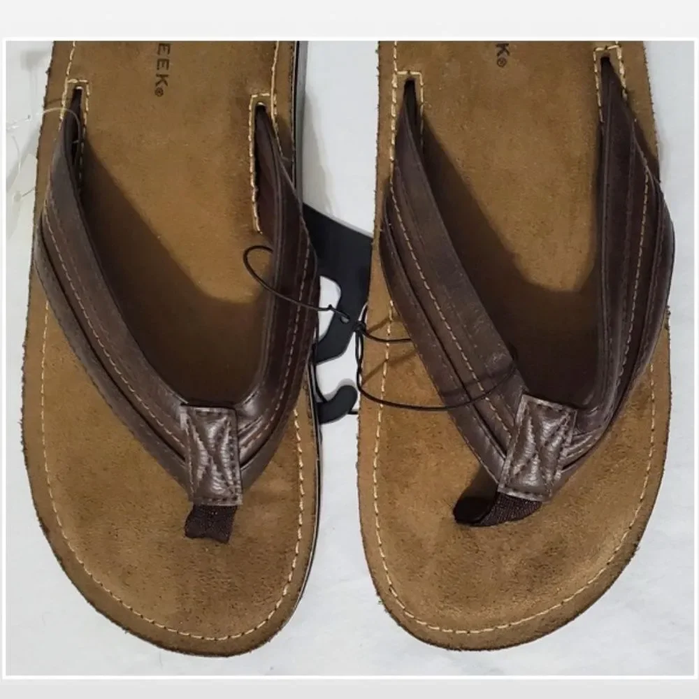 New Falls Creek Mens Flip Flops Shoes Outdoor Brown Tan Size 9 Slip On